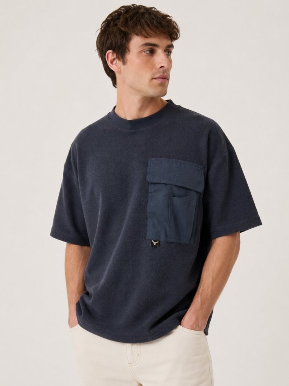 Cross Eyed Moose Navy Blue Climber Cargo T-Shirt Utility Chest Pocket Size L